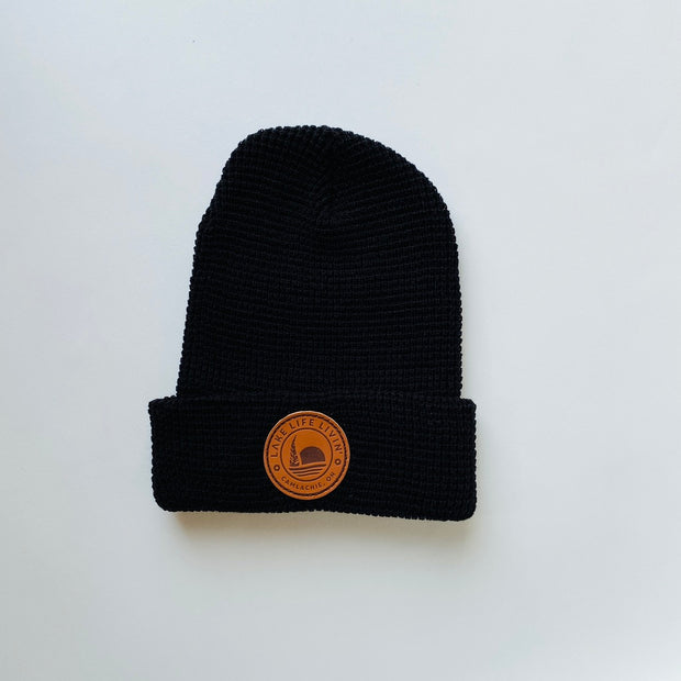 Leather Patch Waffle Toque