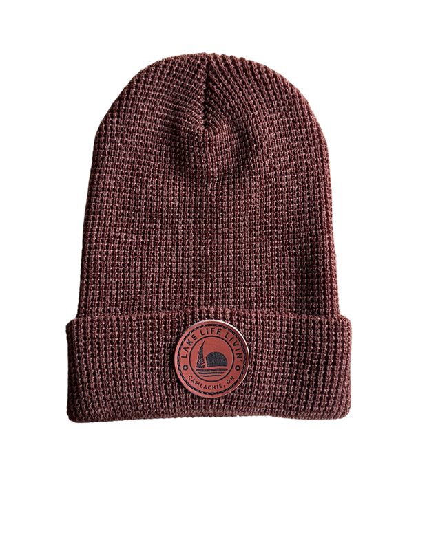 Leather Patch Waffle Toque