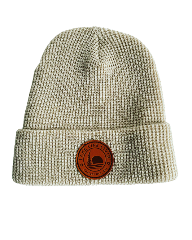 Leather Patch Waffle Toque