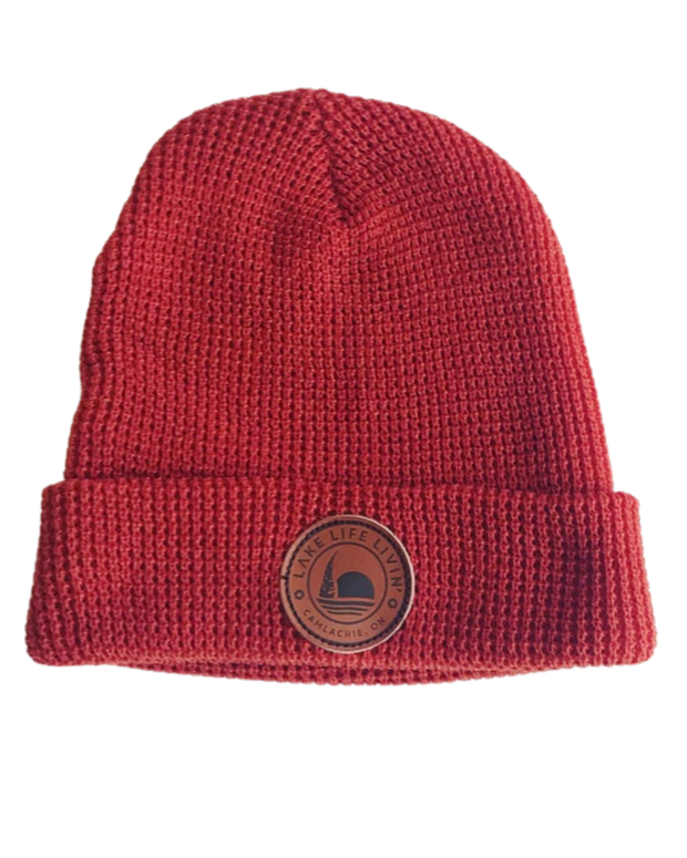 Leather Patch Waffle Toque