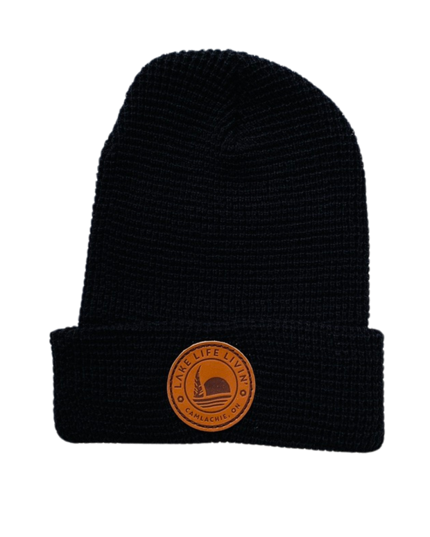 Leather Patch Waffle Toque