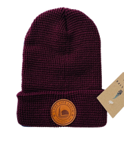 Leather Patch Waffle Toque