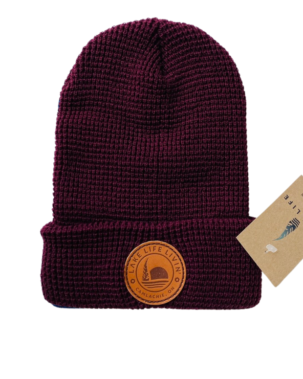 Leather Patch Waffle Toque