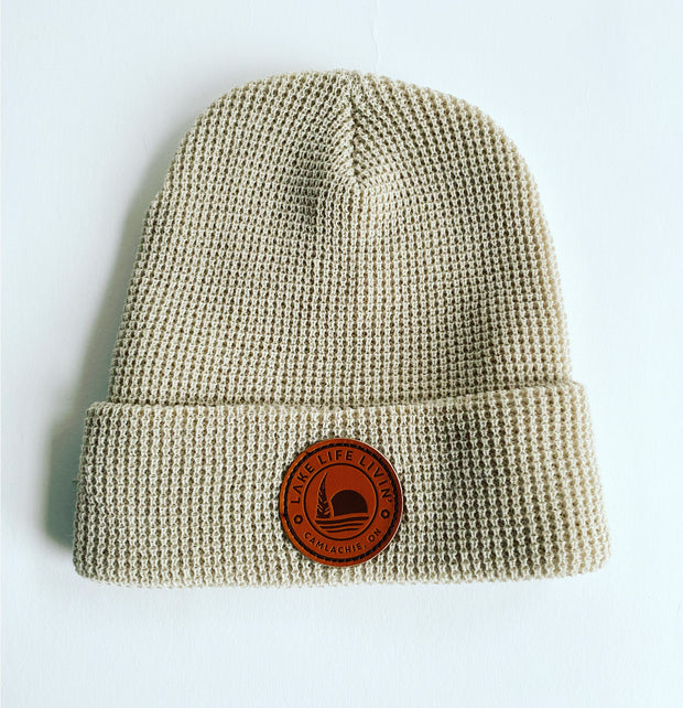 Leather Patch Waffle Toque